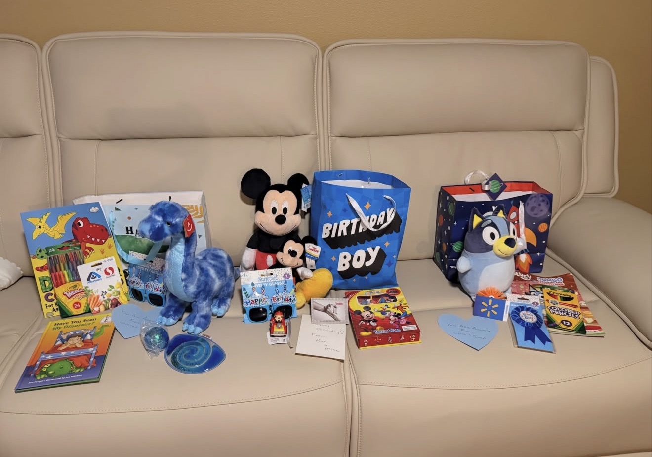 Personalized birthday gifts prepared for boys in hospice