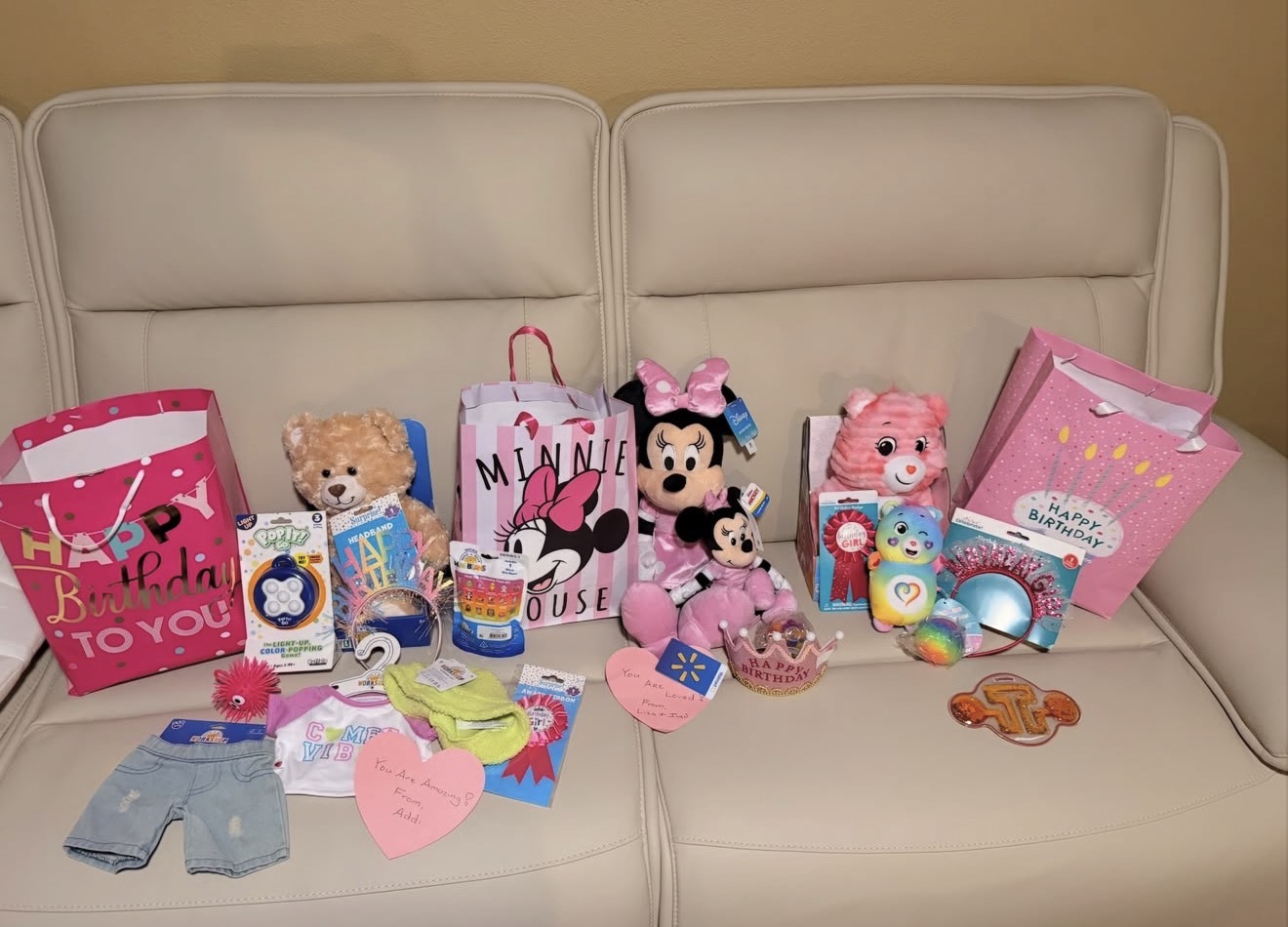 Personalized hospice birthday bags and gifts prepared for children
