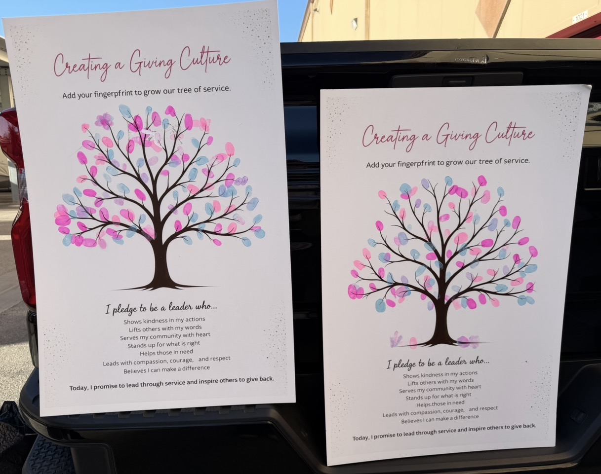 Creating a Giving Culture pledge trees filled with fingerprints